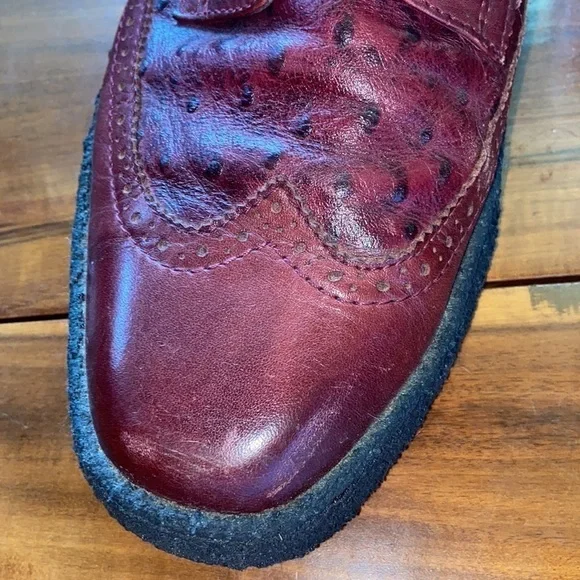British Walkers Playboy Wingtip Ostrich style#2000-07 Mens Size 9 Burgundy - Picture 6 of 10